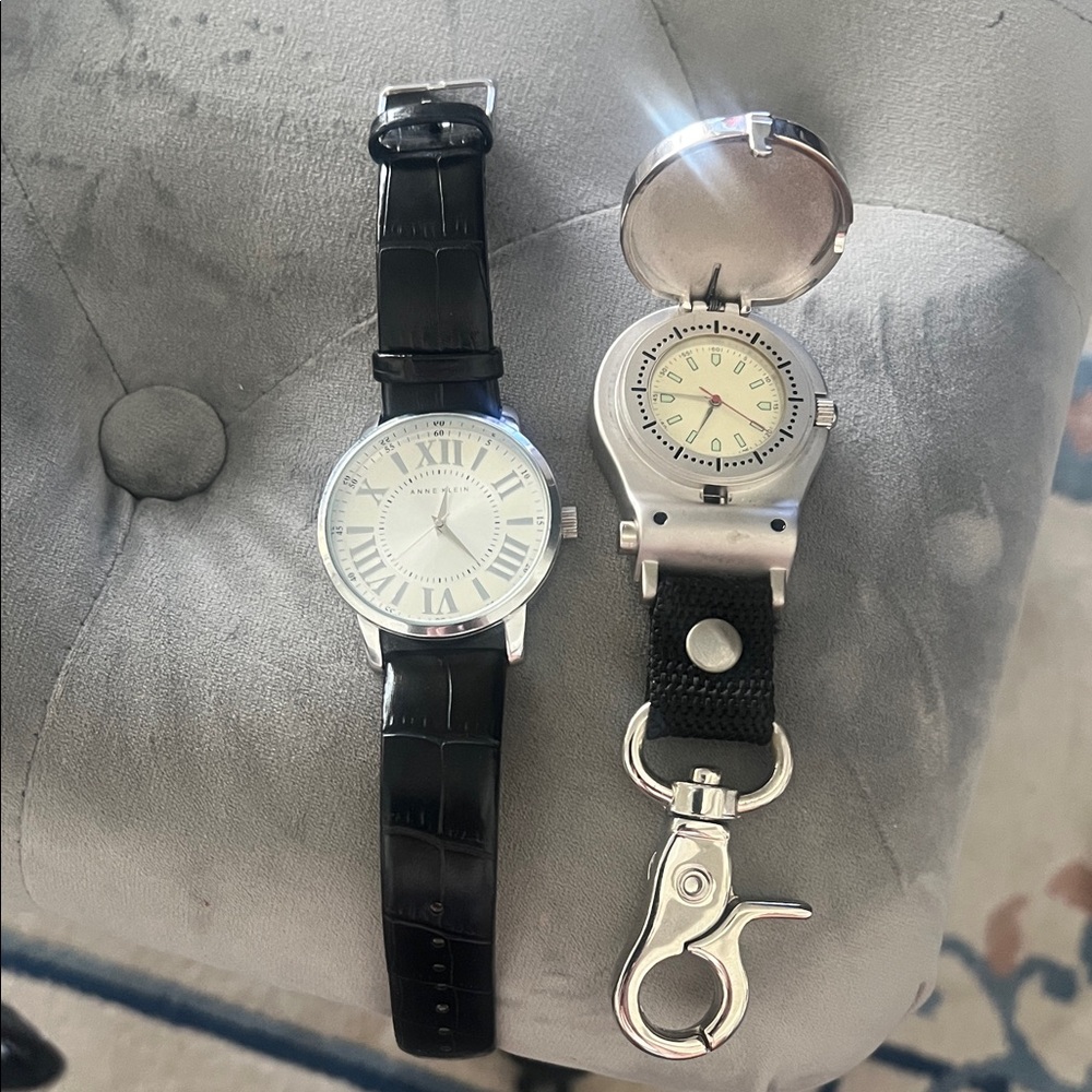 Classic Black and Silver Anne Klein Watch and golfers watch